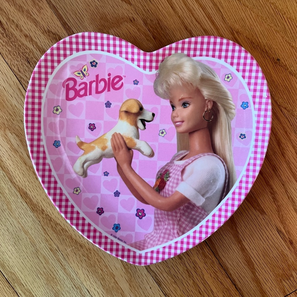 Barbie Pink Heart Plate with Doll Design